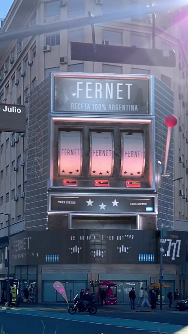 Fernet 777 Giant Slot Machine on Facade