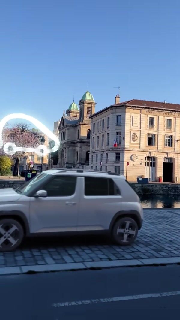 Hyundai "Inster" Charge on Paris Cobblestone Street