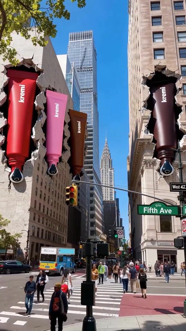 Kremi Giant Tubes Emerge From Fifth Avenue Buildings