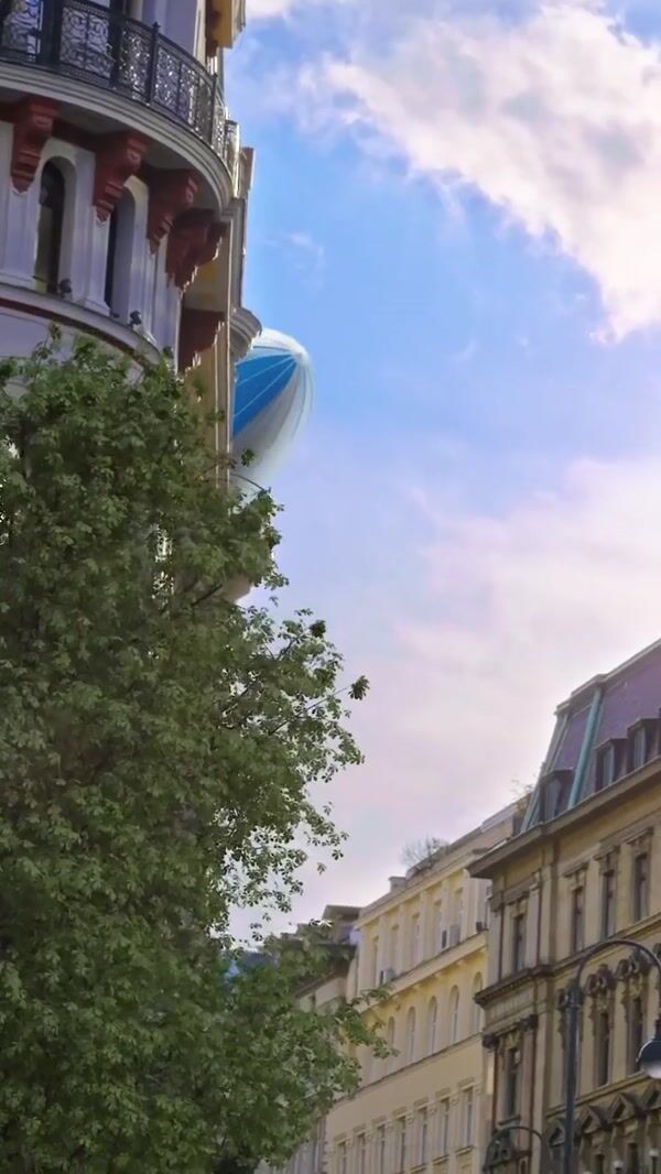 Amazon  Prime Airship Glides Above Buildings