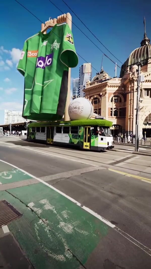 Melbourne Stars Giant Jersey on Tram