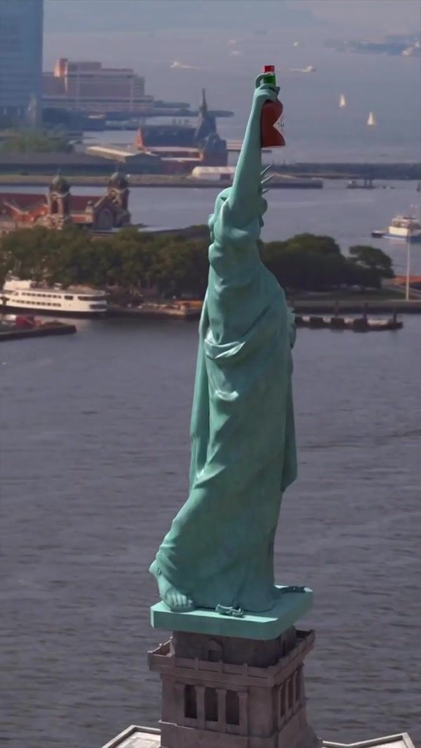 Tabasco Hot Sauce Lifted by Statue of Liberty