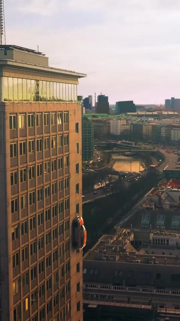 Nissan Car Riding on Buildings in Vienna