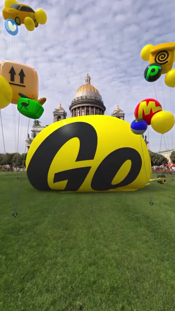 Yandex Go Logo Inflates at St. Isaac's Cathedral