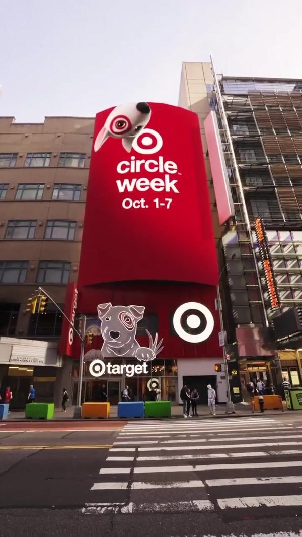 Target Grocery Basket Drives on Street