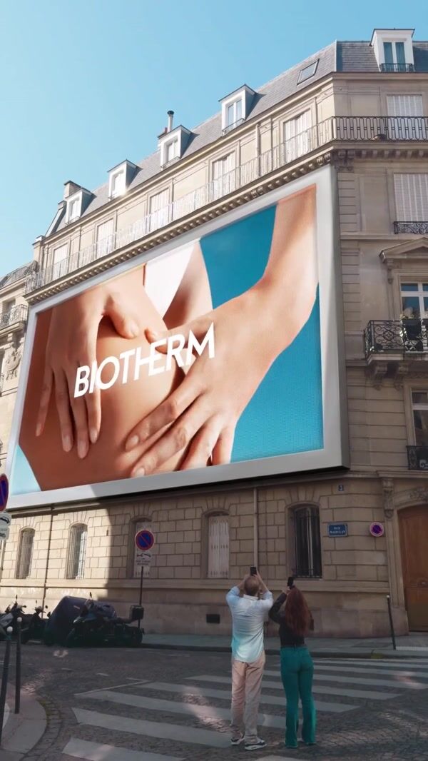 Biotherm Giant Pink Sphere Bursts Out of Billboard