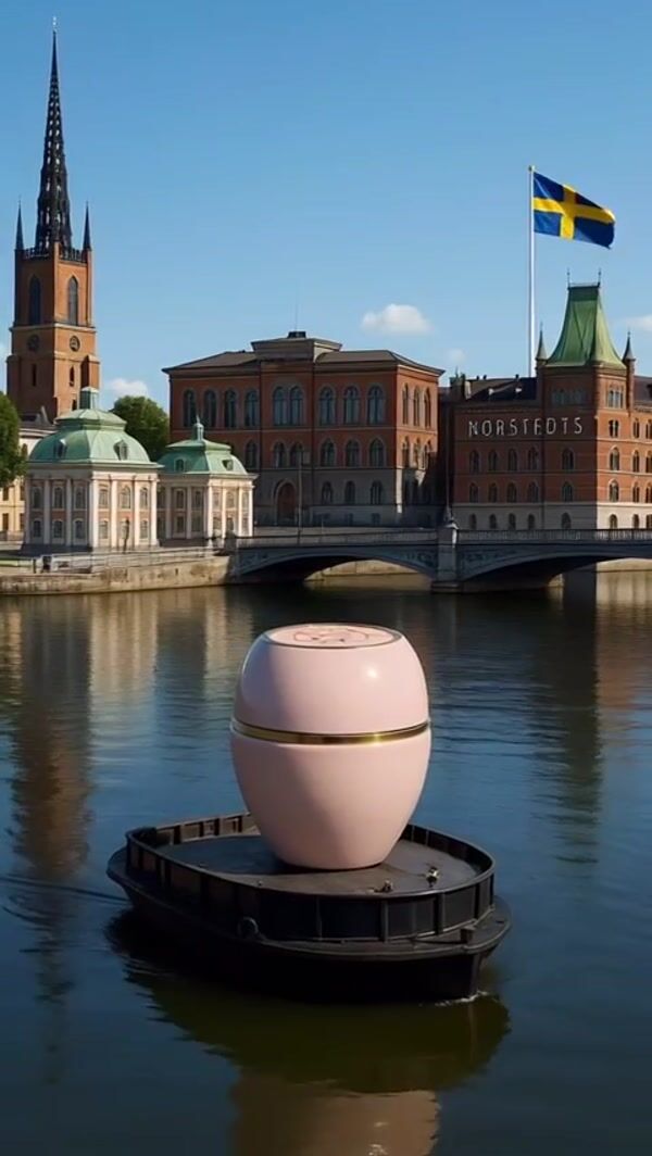 Oriflame Giant Jar Floats in Riddarfjärden Bay