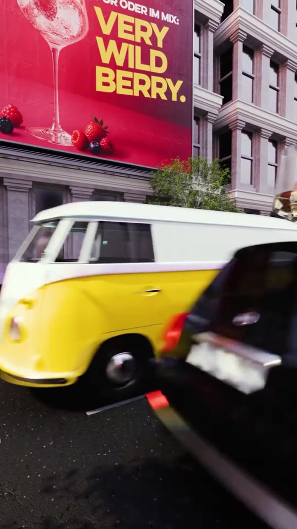 Schweppes Bottle Pours into Glass on Wagon
