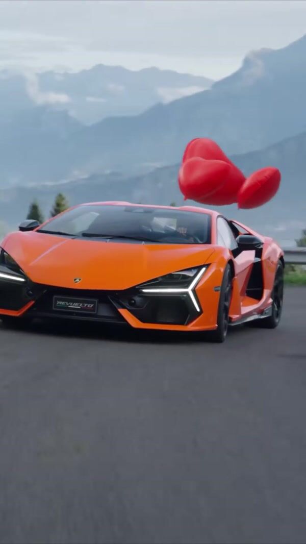Lamborghini Car Carrying Heart Balloons