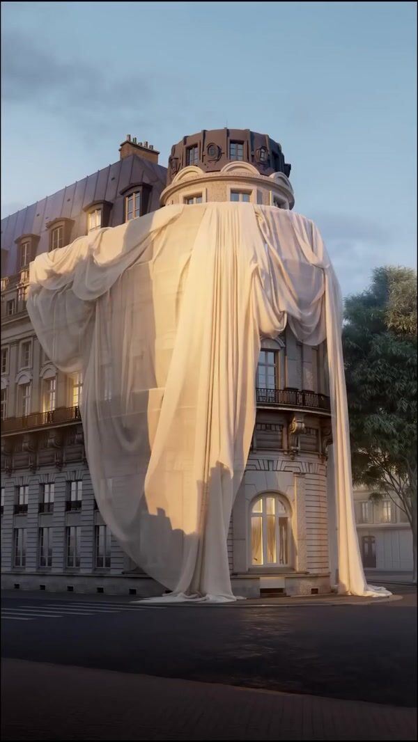 AMI Fabric Draped Over Store Facade