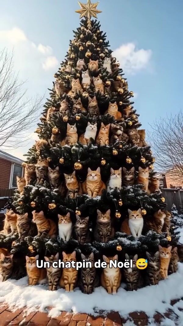 Quoifaireabordeaux Cats Resting on Christmas Tree