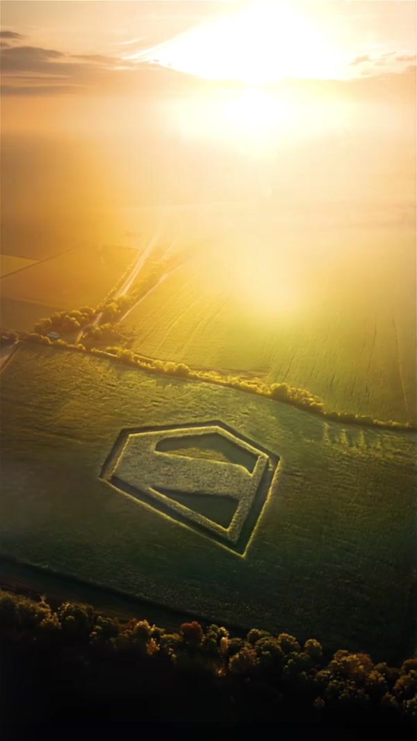Superman Logo Formed on Green Field