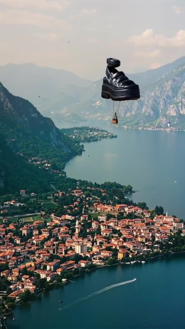 UGG Sandal Hot Air Balloon Above Lake