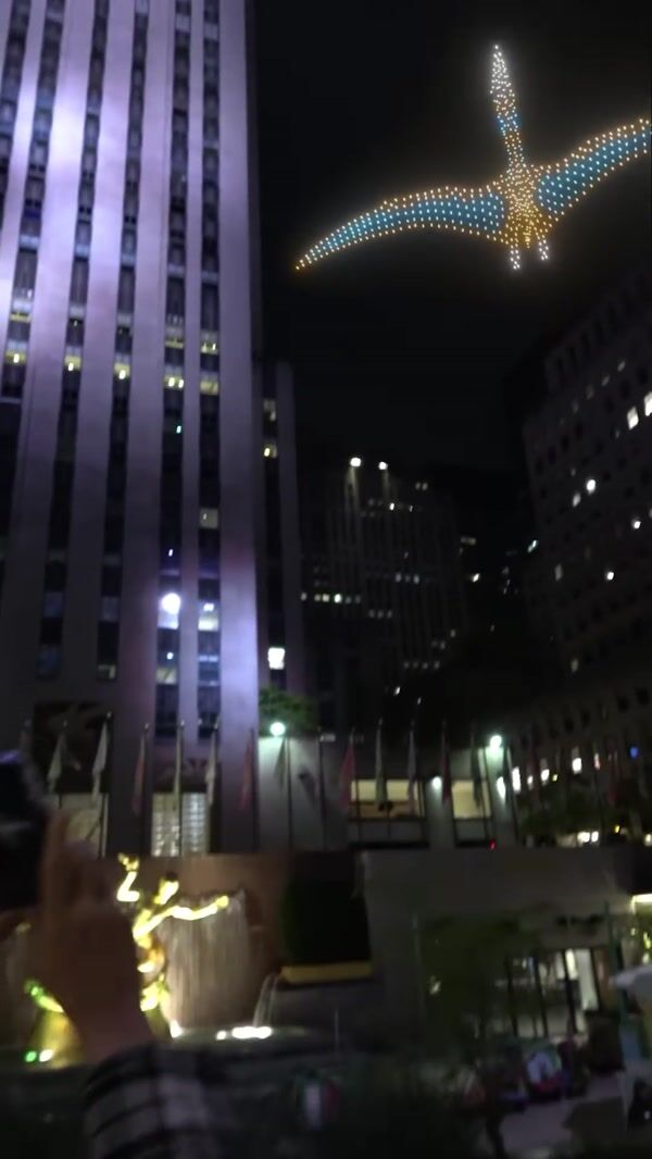 Jurassic World Flying Pterosaur in Drone Light Show