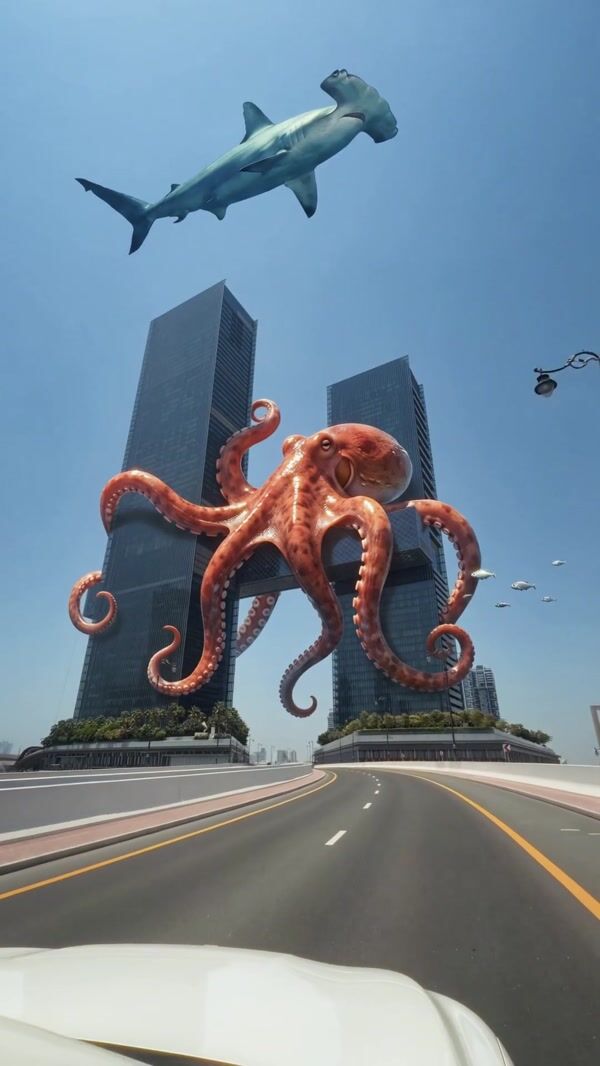 Sea Creatures Take Over Dubai's Landmarks