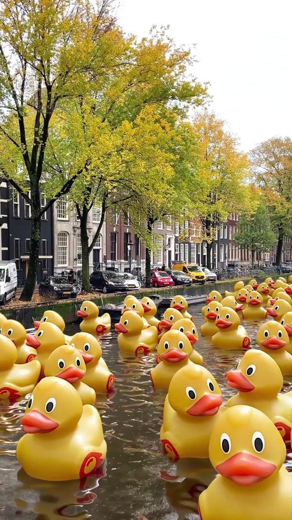 Semrush Rubber Ducks Floating on Amsterdam Canal