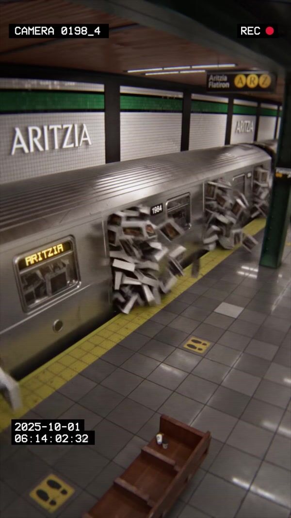 Aritzia Shopping Bags Overflow From Train in NYC Subway