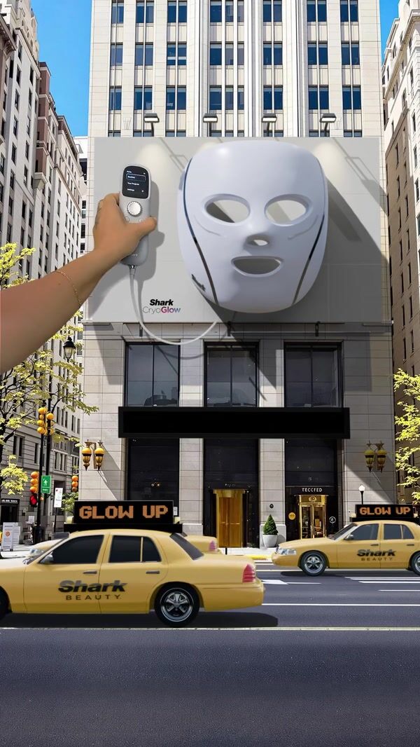 Shark Beauty Face Mask Lights on Façade