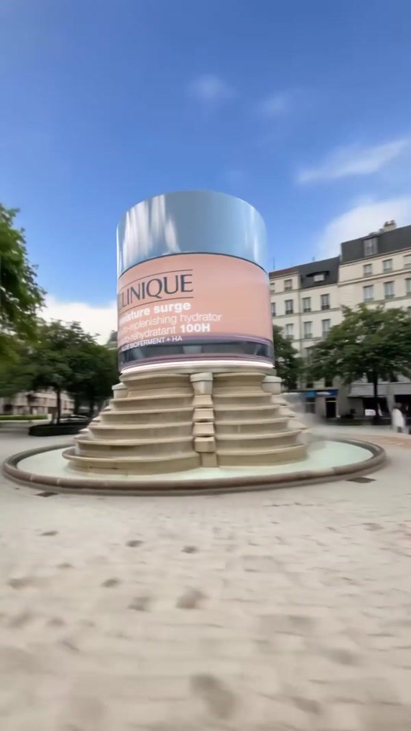 Clinique Giant Jar Opens on Monument Pedestal