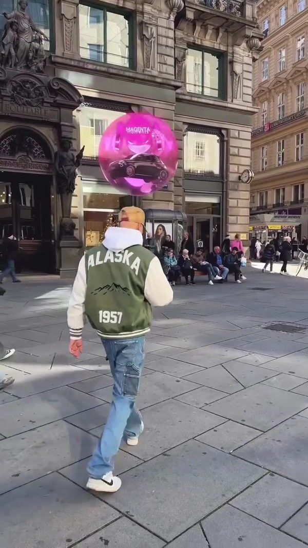 Magenta Telekom Pink Bubbles Floating Overhead