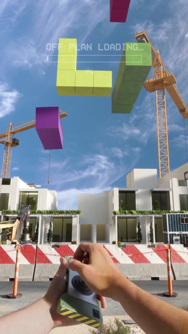 White & Co. Building Made of Tetris Blocks