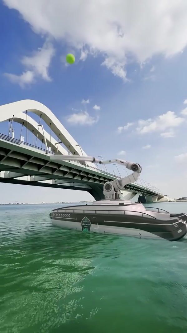 Mubadala Yacht Tosses Ball with Robotic Racket