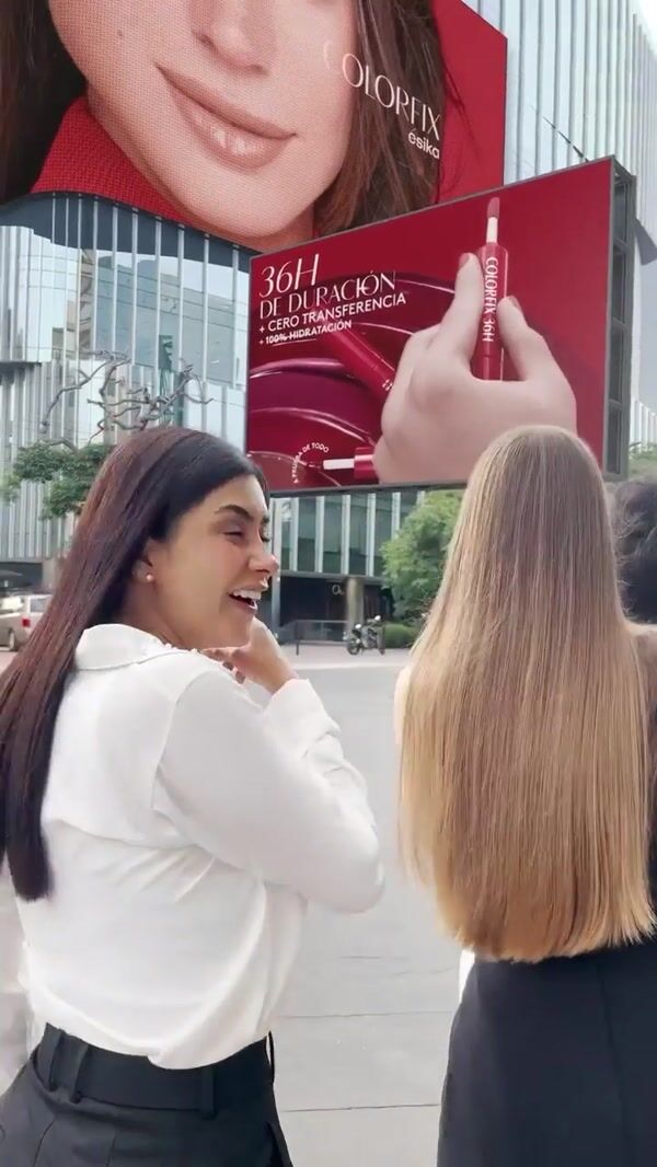 Esika Lipstick Application on Billboard Model