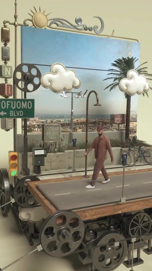 Profuomo Miniature Man Changes Outfits on Diorama