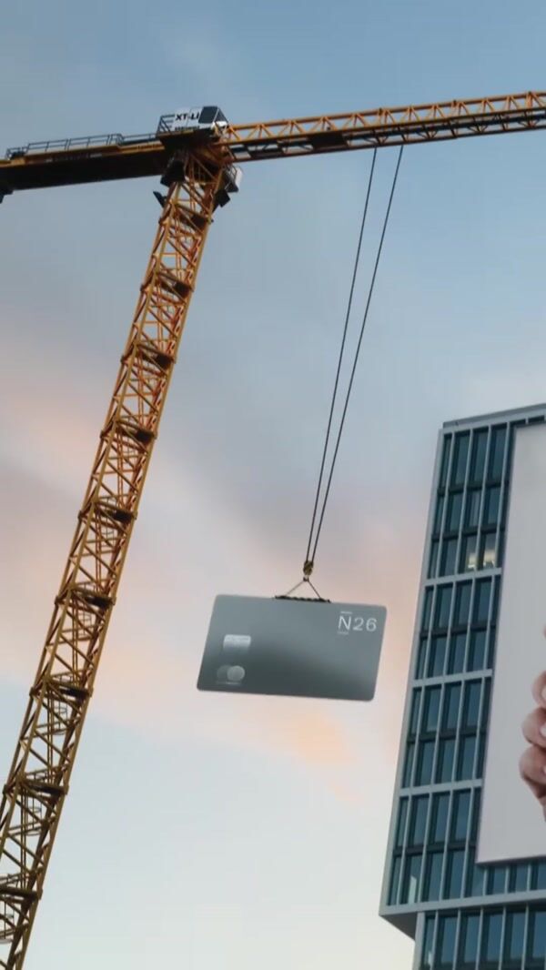 Samsung Crane Places Bank Card on Billboard
