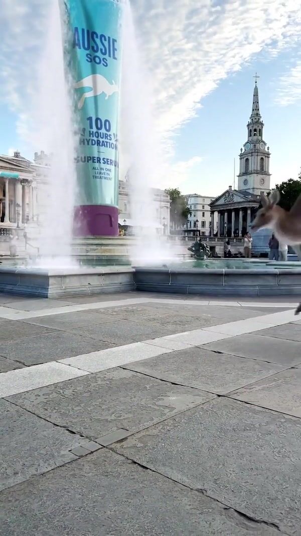 Aussie Serum Tube Rises from Trafalgar Fountain