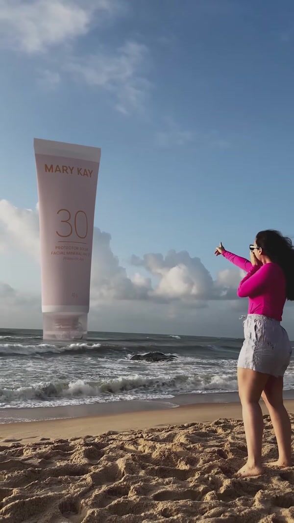 Mary Kay Sunscreen Inflates Above Ocean Waves