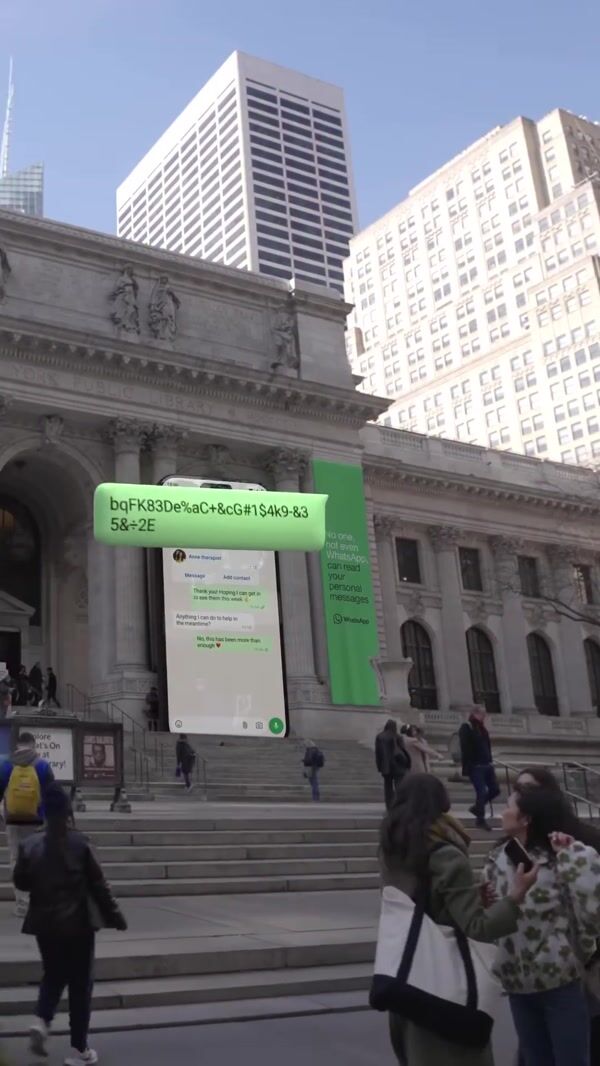 WhatsApp Giant Phones on NYC Public Library