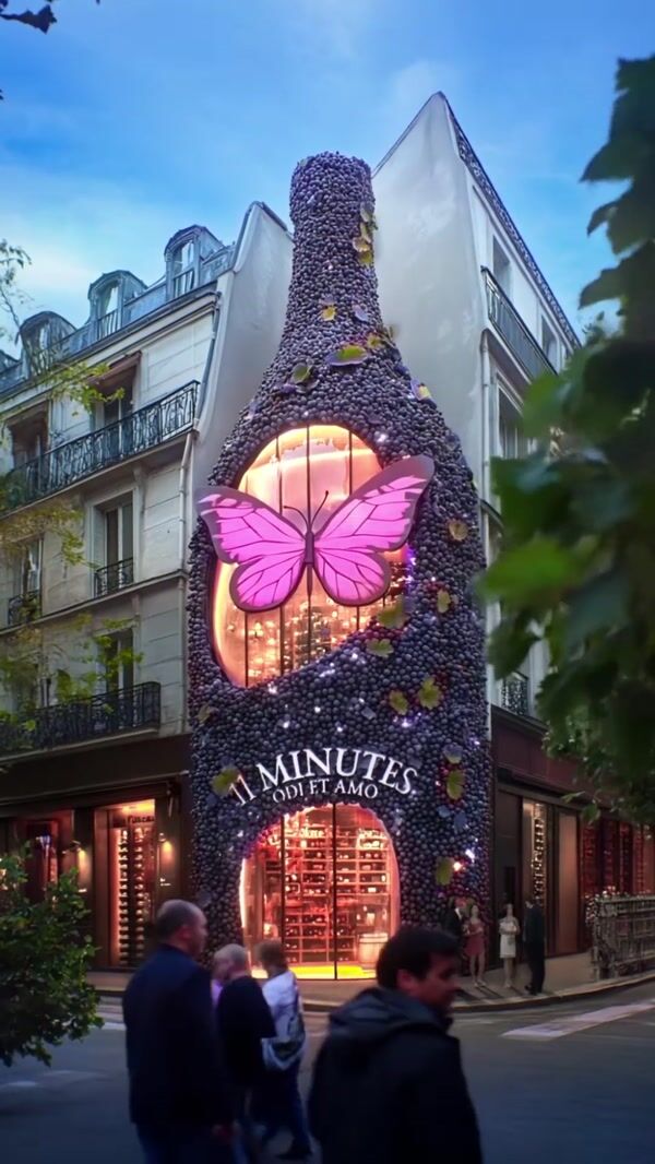 Pasqua Wine Bottle Facade with Grapes