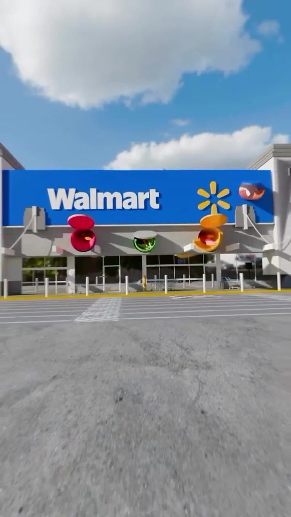 Walmart Food Slides Take Over Storefront