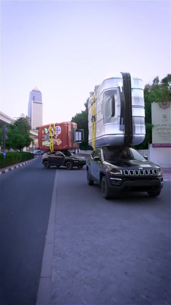 Iranian Club Dubai Giant Suitcases Drive Into Hotel