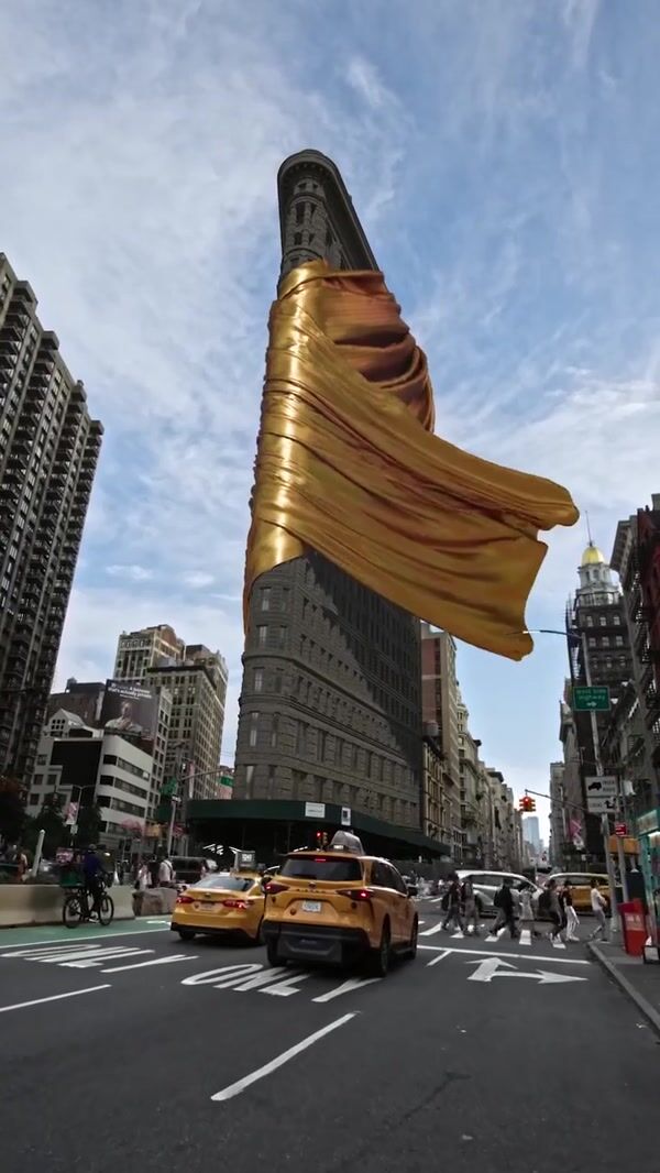 Project Runway NYC Landmarks Draped in Gold Cloth