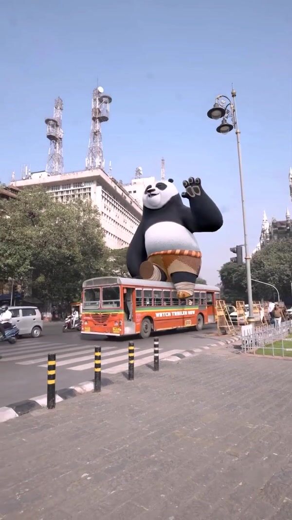 Universal Pictures Panda Riding on Bus in India