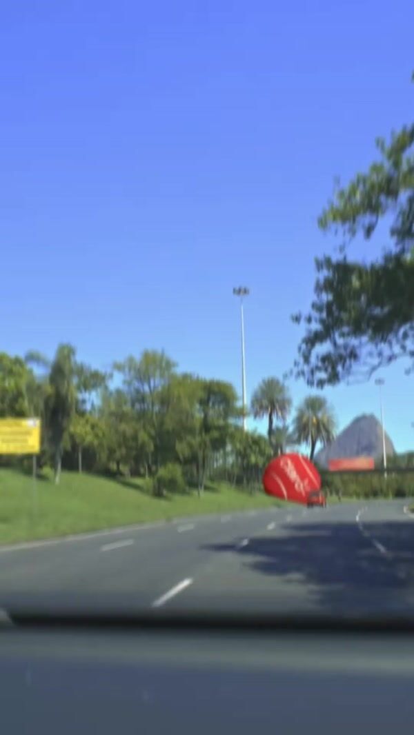 Claro Red Tennis Ball Stuck on Footbridge