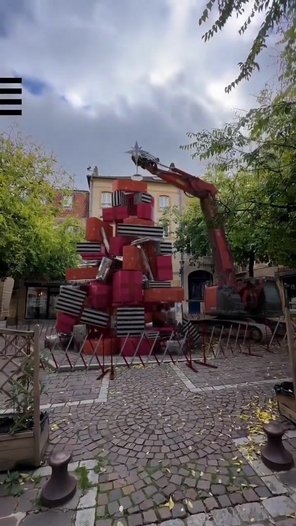 Sephora Gift Boxes Christmas Tree Built by Excavator