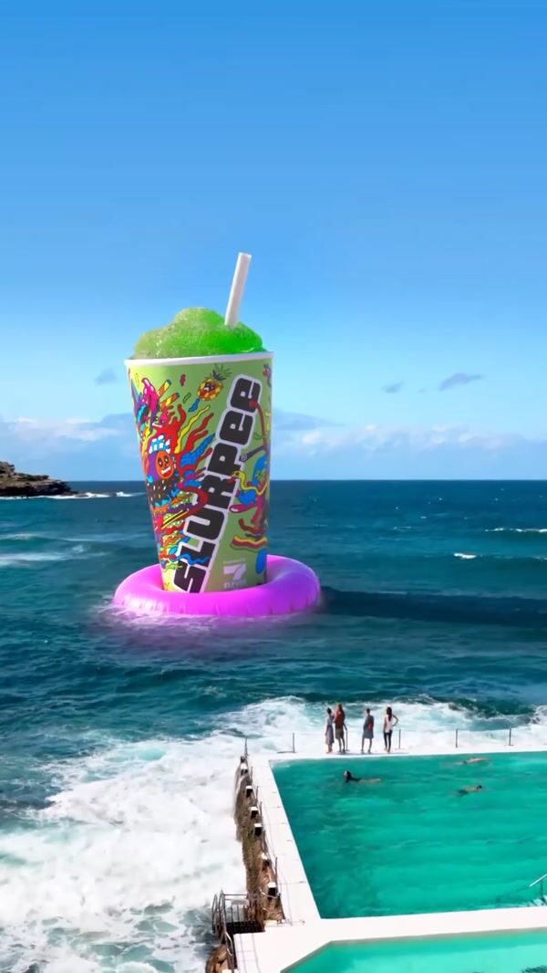 7-Eleven Slurpee Floats on Inflatable Ring