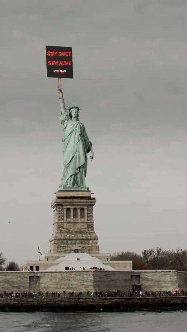Paramount Pictures Statue of Liberty Holding Placard in NYC