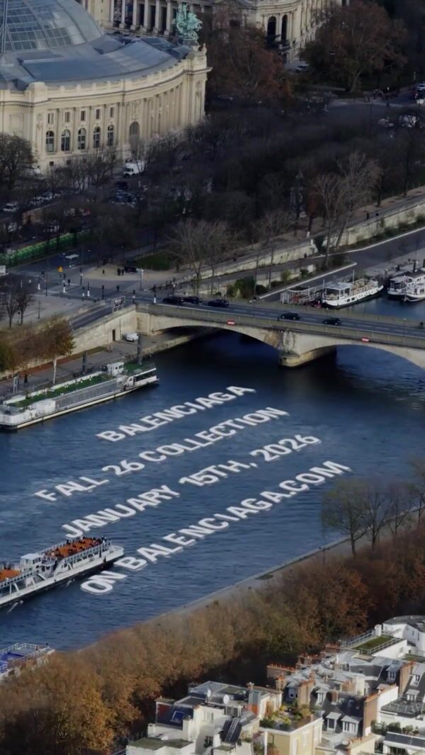 Balenciaga Announcement Text on Seine River