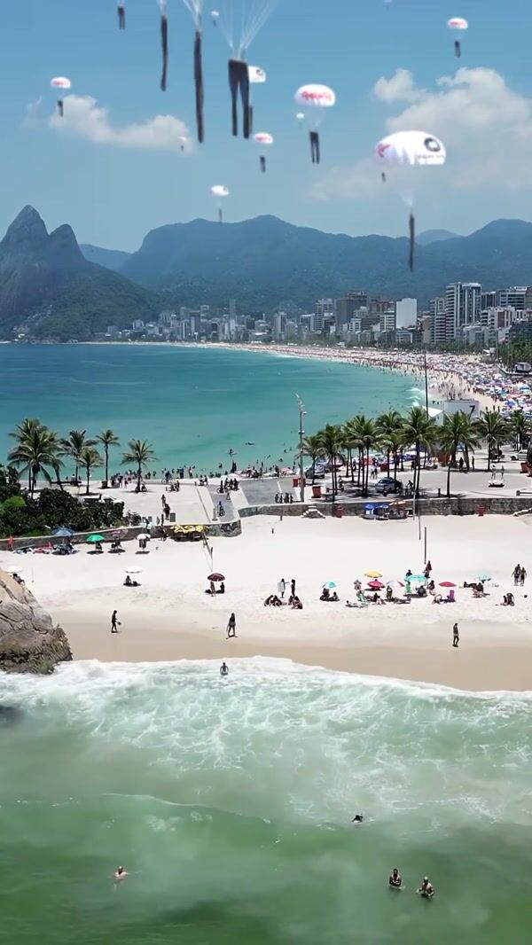 Colcci Jeans Parachuting on Copacabana Beach