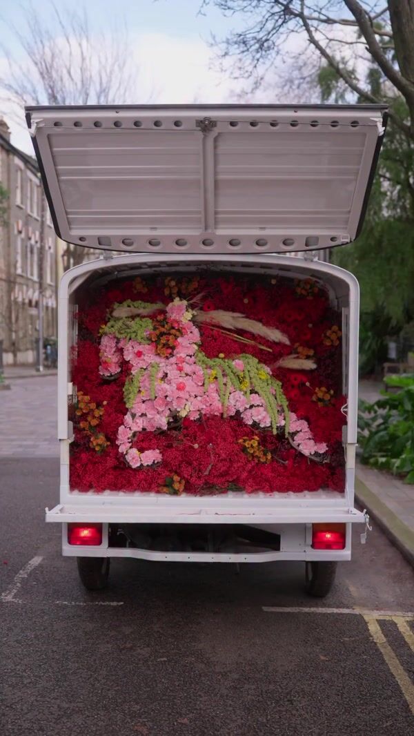 Burberry Delivery Truck Full of Flowers