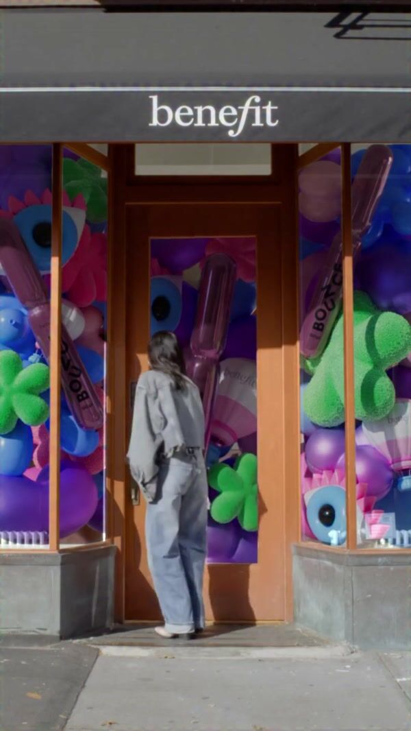 Benefit Cosmetics Mascara Balloon Floats Outside the Store