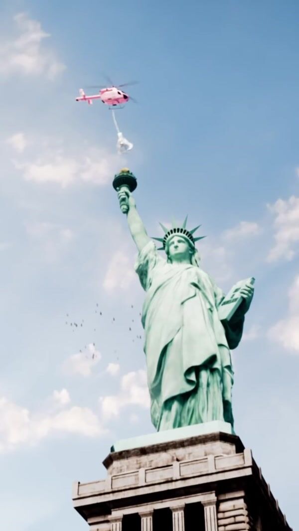 Redken Hair Color Turns Statue of Liberty Pink