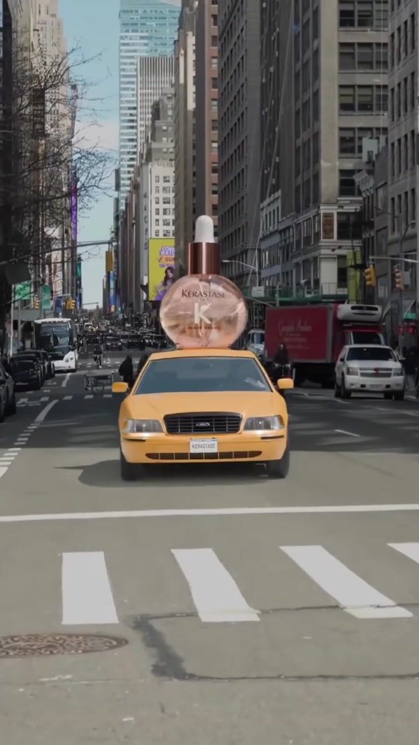 Kérastase Oil Bottle Rides Above Taxi