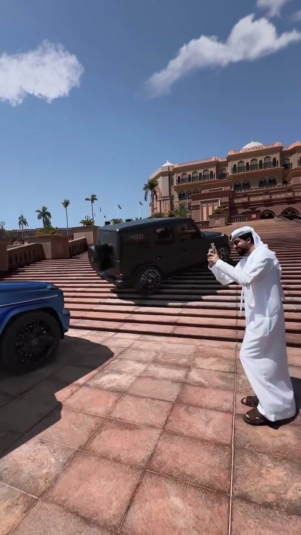 Mercedes-Benz Off-road Cars Driving on Palace Stairs