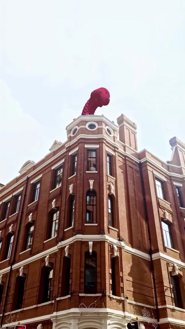 ZARA Red Cord Knotting on Building in Shanghai