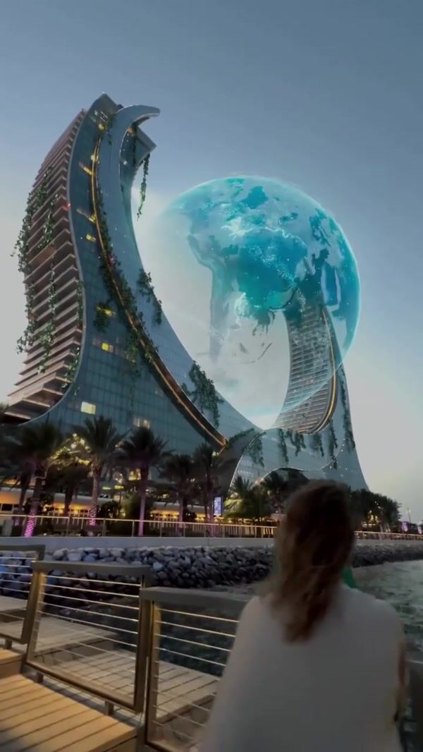 Fairmont Hotels Earth Hologram Rotates at Hotel